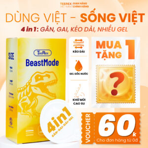 Bao Cao Su TeeRex Beast Mode 4 Trong 1 Gân, Gai, Kéo Dài, Nhiều Gel